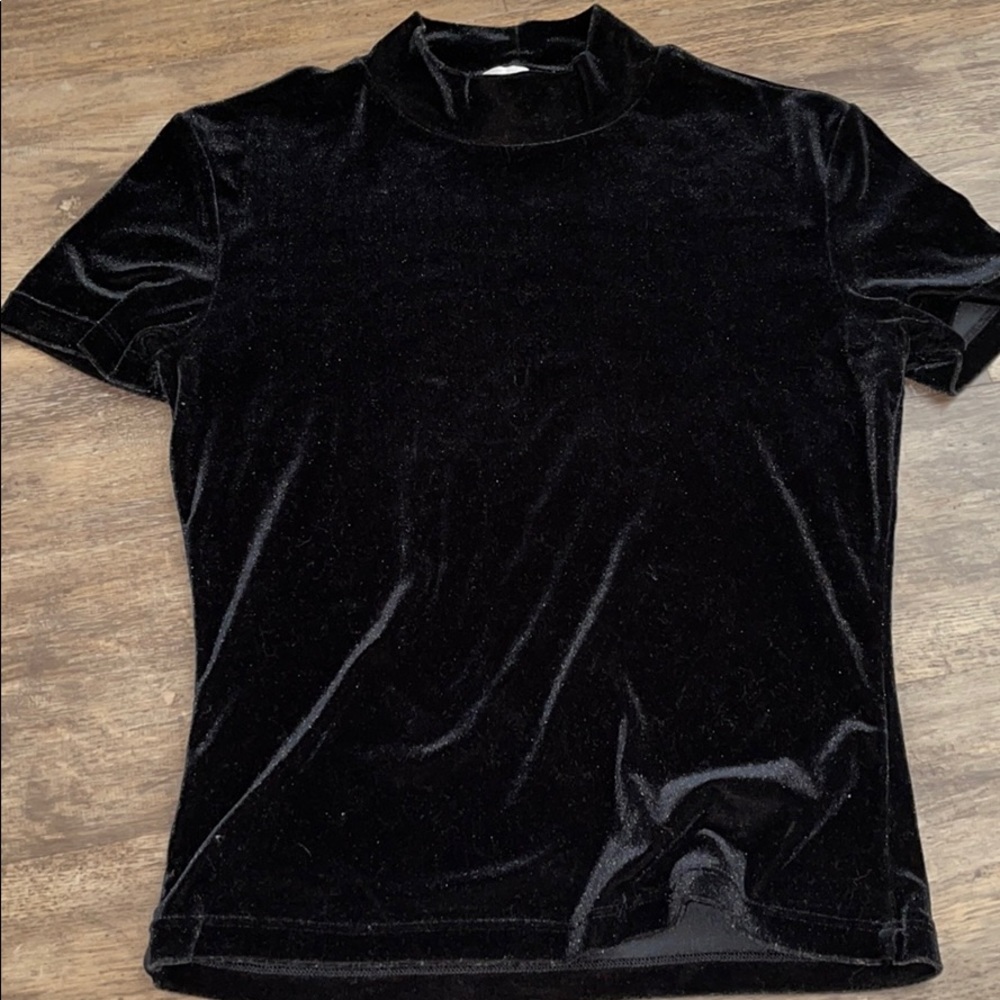 Black Velvet turtleneck crop top